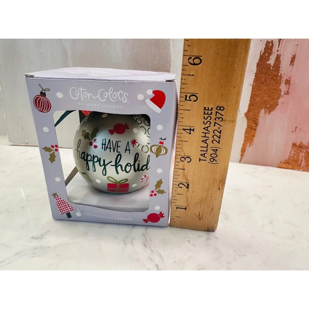 Coton Colors Have A‎ Happy Holiday Glass Ornament Christmas Gift Collectible